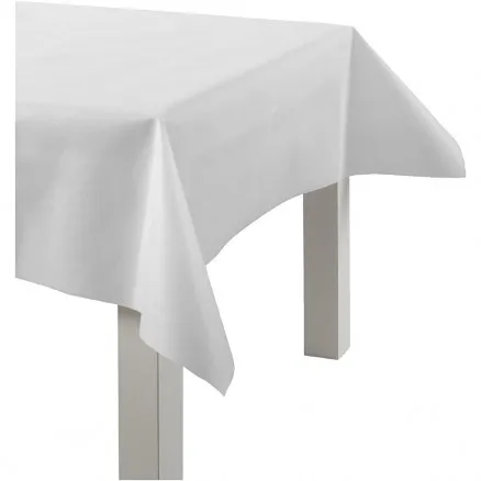 Jäljitelmäkankaasta valmistettu pöytäliina, valkoinen, L: 125 cm, 70 g, 10 m / 1 rll.